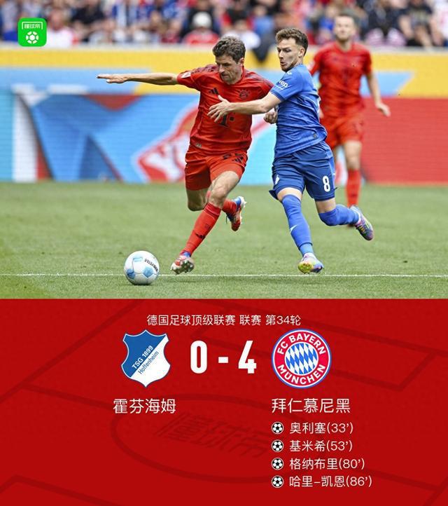 劍南春見證拜仁4-0大勝，奧利塞連四場傳射，凱恩得分。